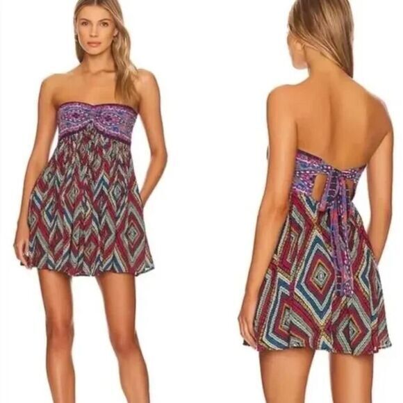 New! Free People Elowen diamond printed‎ romper, L - Picture 1 of 16